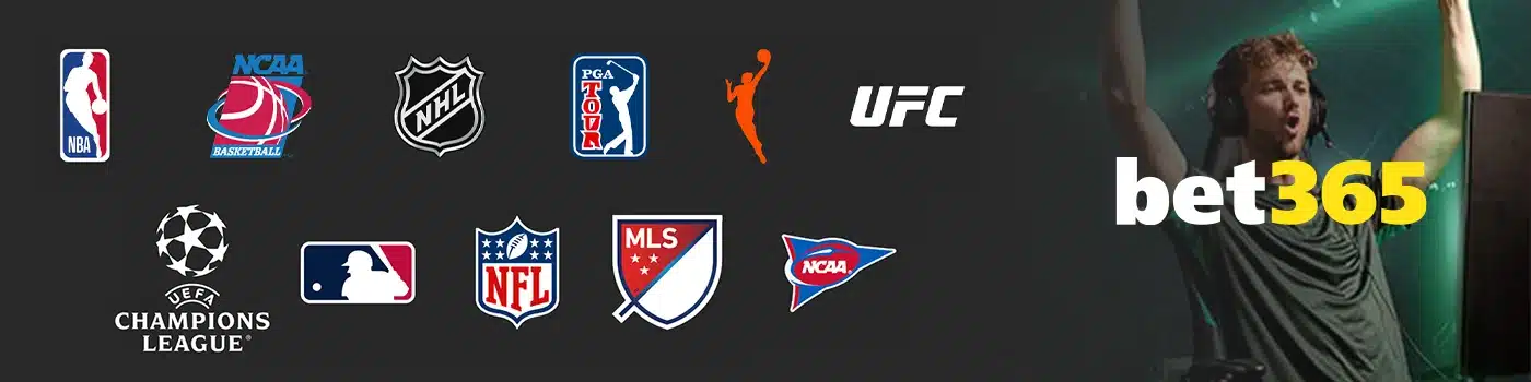 bet365 sports image featuring available betting leagues