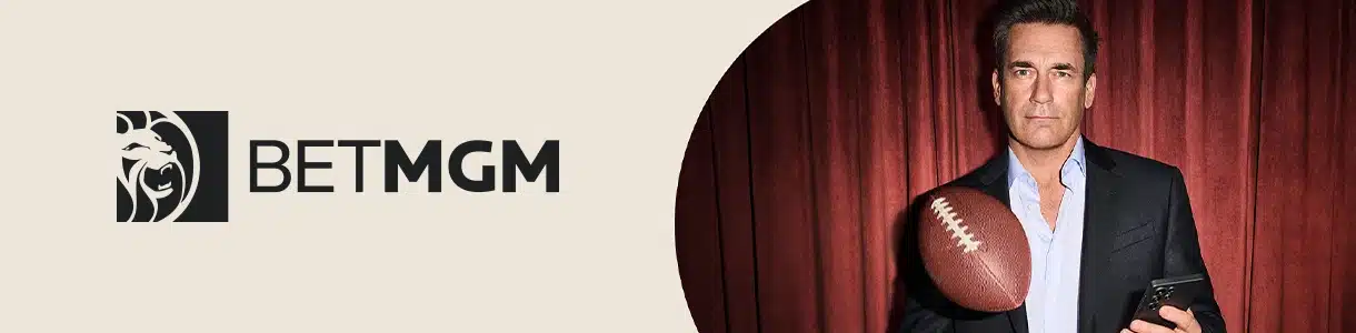 Ohio Sports Betting betmgm bonus banner with Jon Hamm